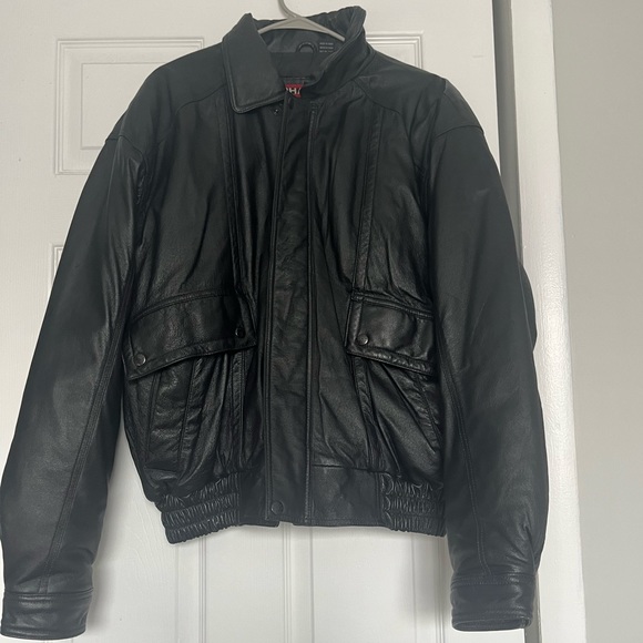Phase 2 Other - Black Leather Bomber Jacket